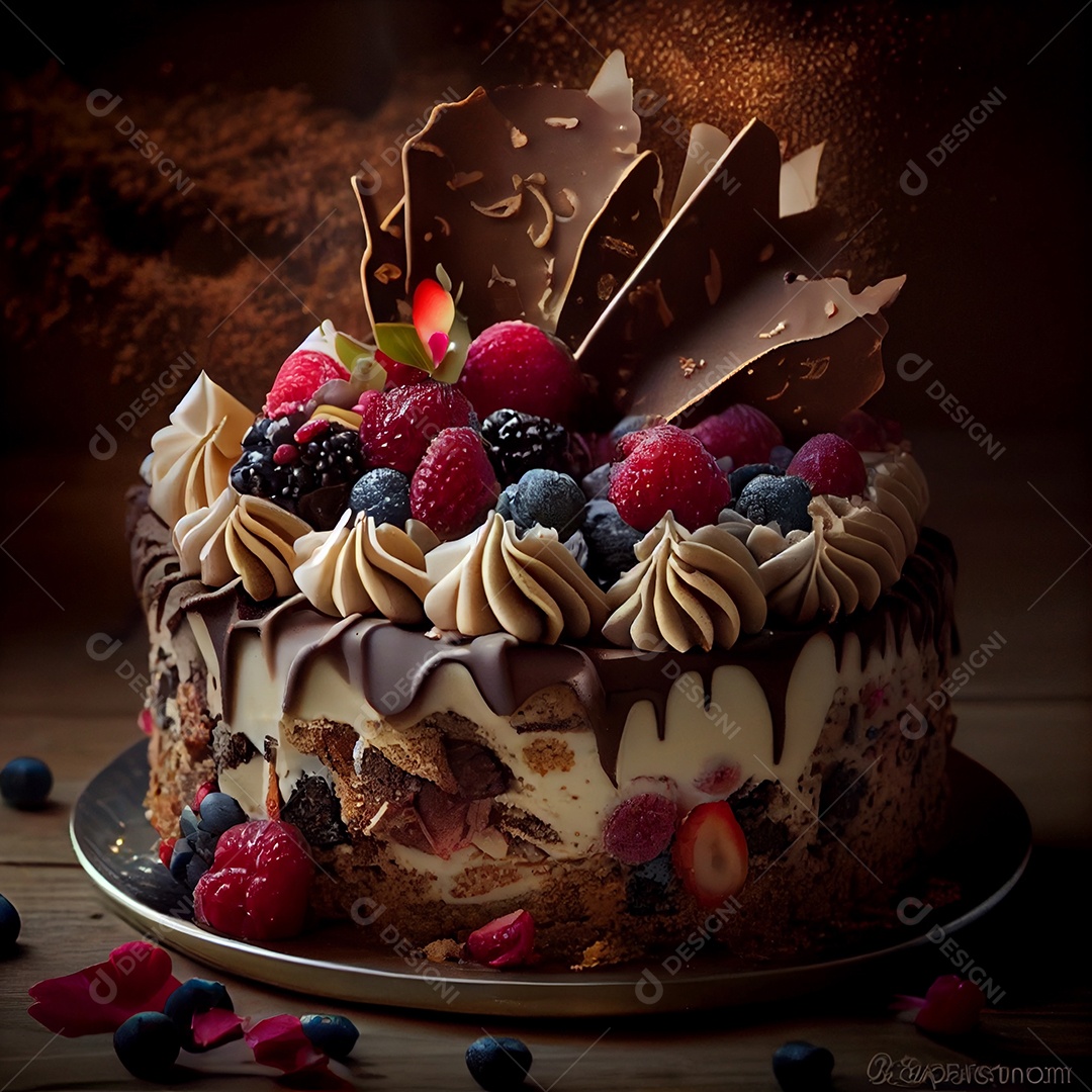 Bolo de chocolate decorado