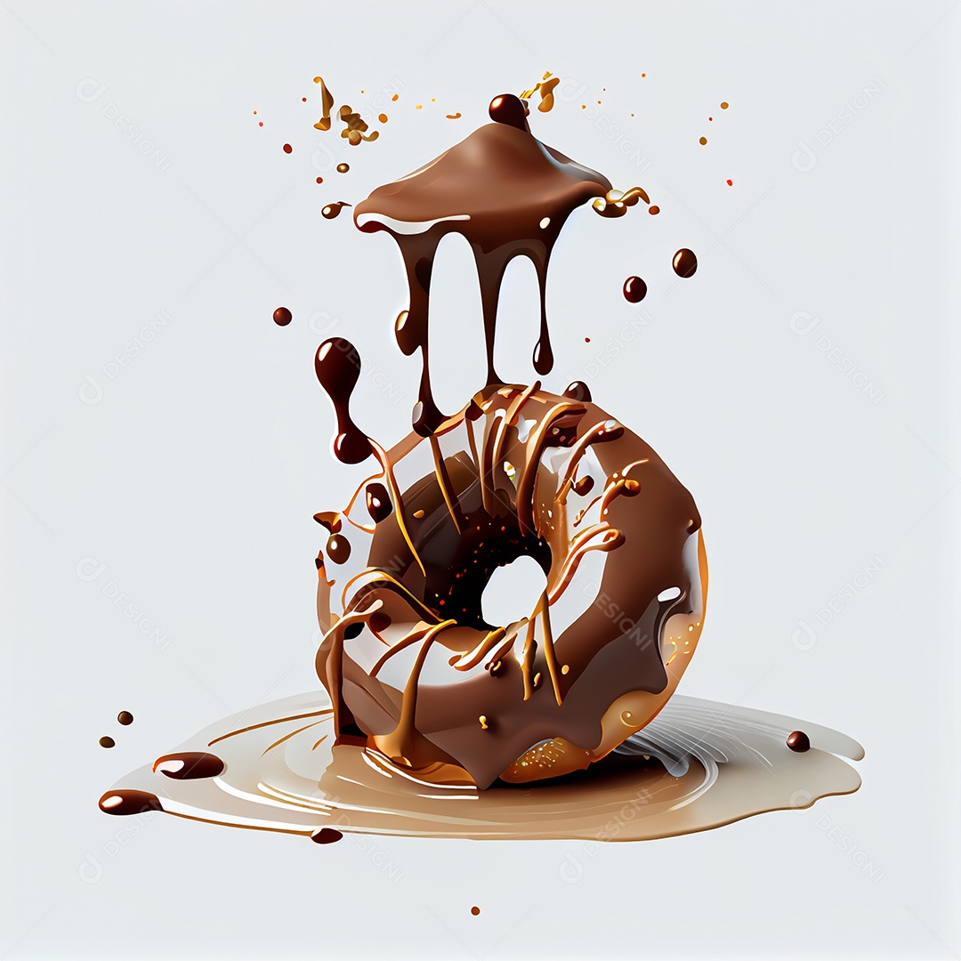 Delicioso Donuts com calda de chocolate