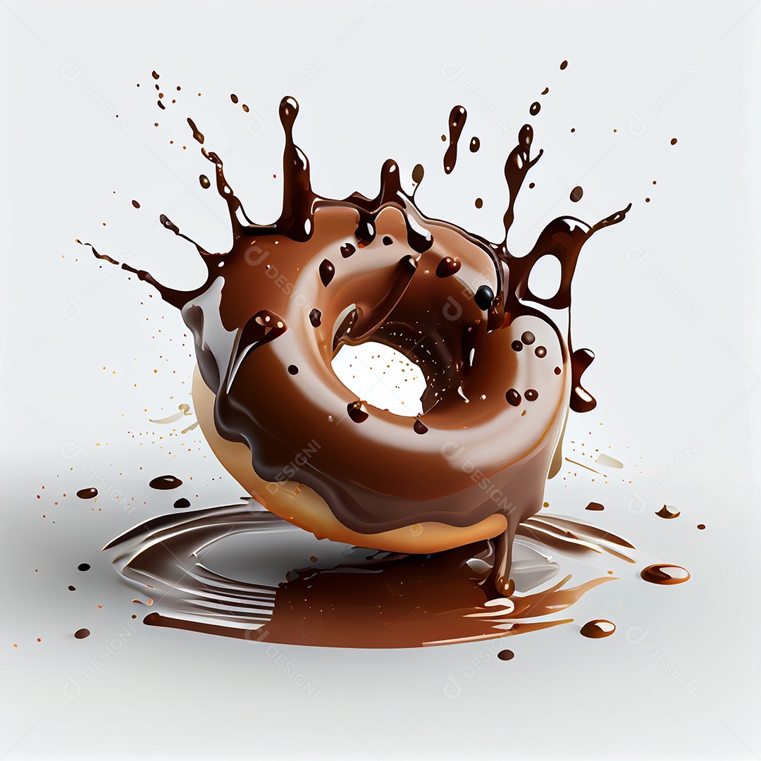 Delicioso Donuts com calda de chocolate