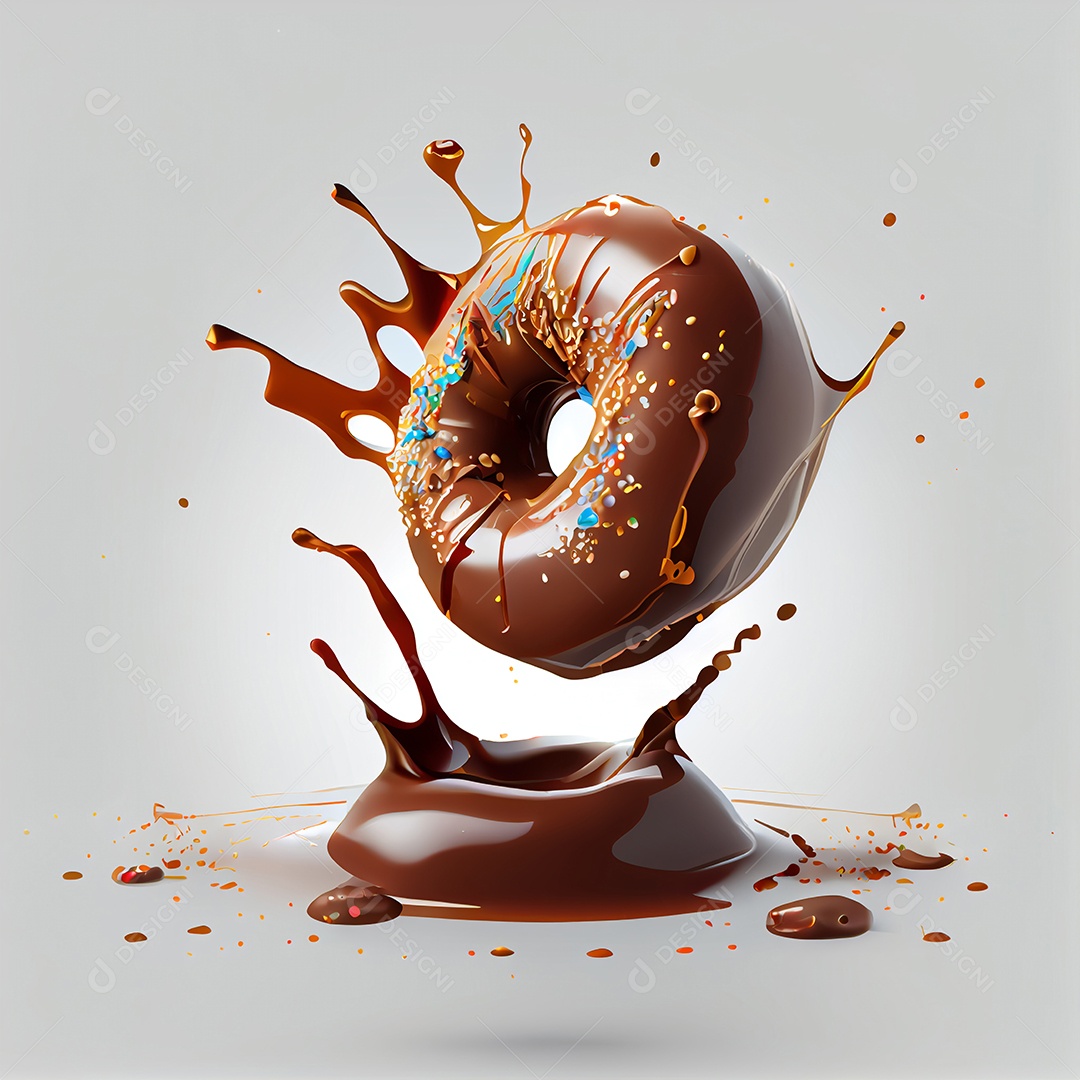 Delicioso Donuts com calda de chocolate