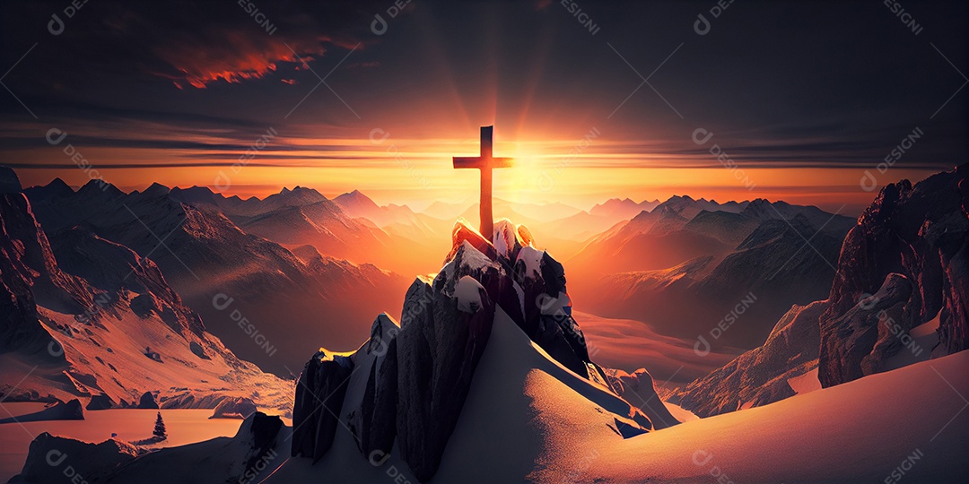 Cruz em alta montanha