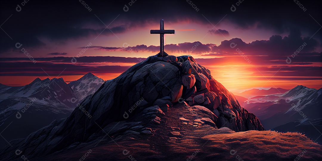 Cruz em alta montanha