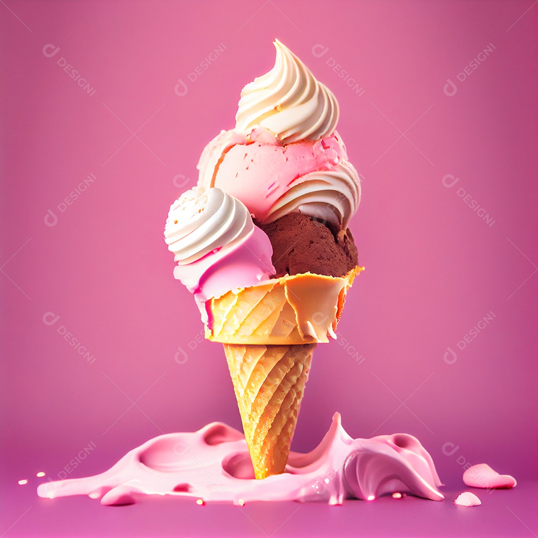 Casquinha de sorvete napolitano