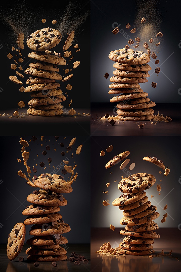 Deliciosos cookies empilhados