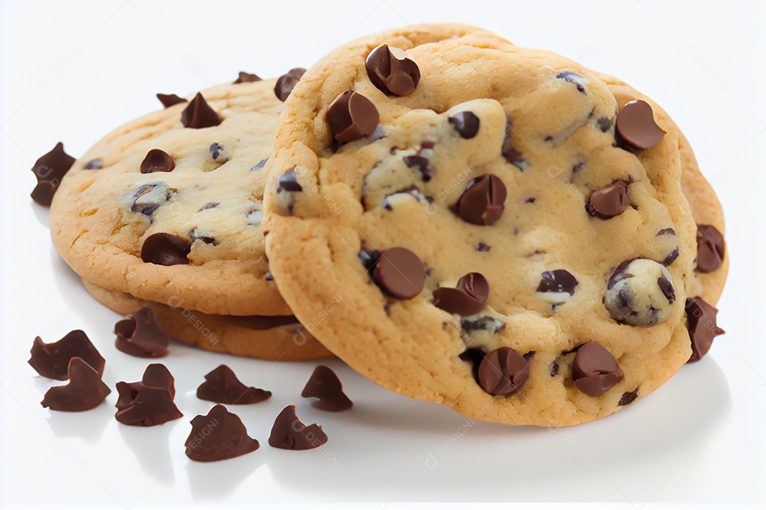 Deliciosos cookies com gotas de chocolates