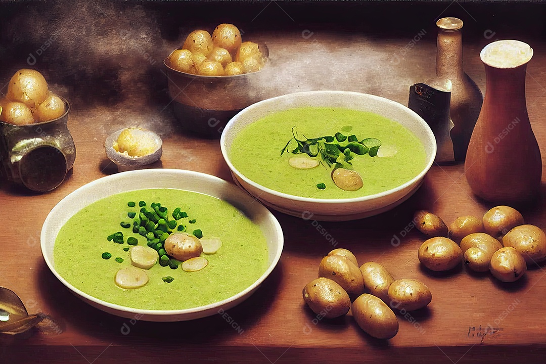 ilustração sobre prato de sopa