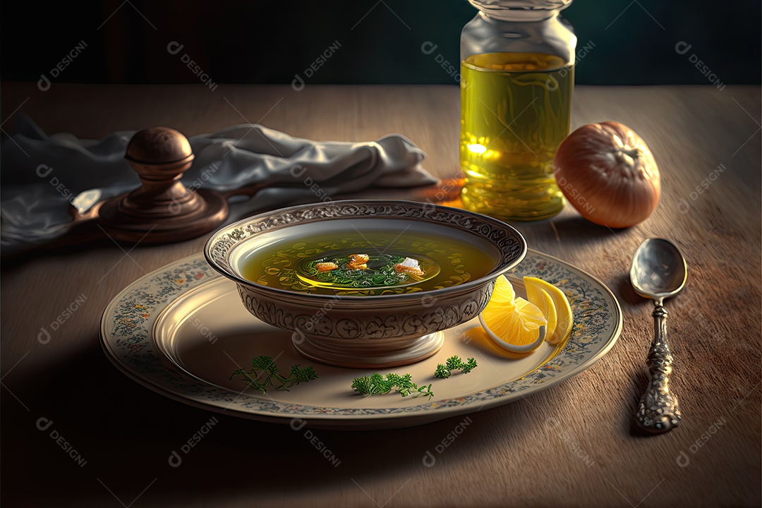 ilustração sobre prato de sopa