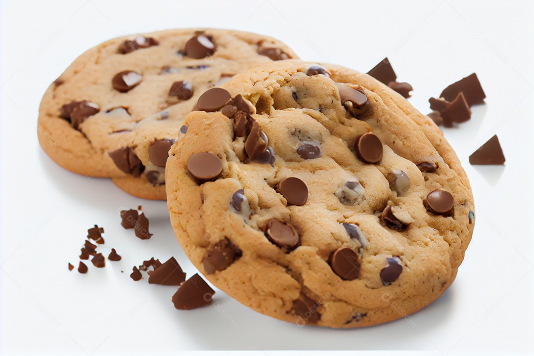 Deliciosos cookies com gotas de chocolates