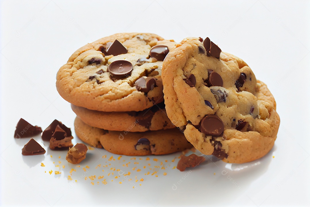 Deliciosos cookies com gotas de chocolates