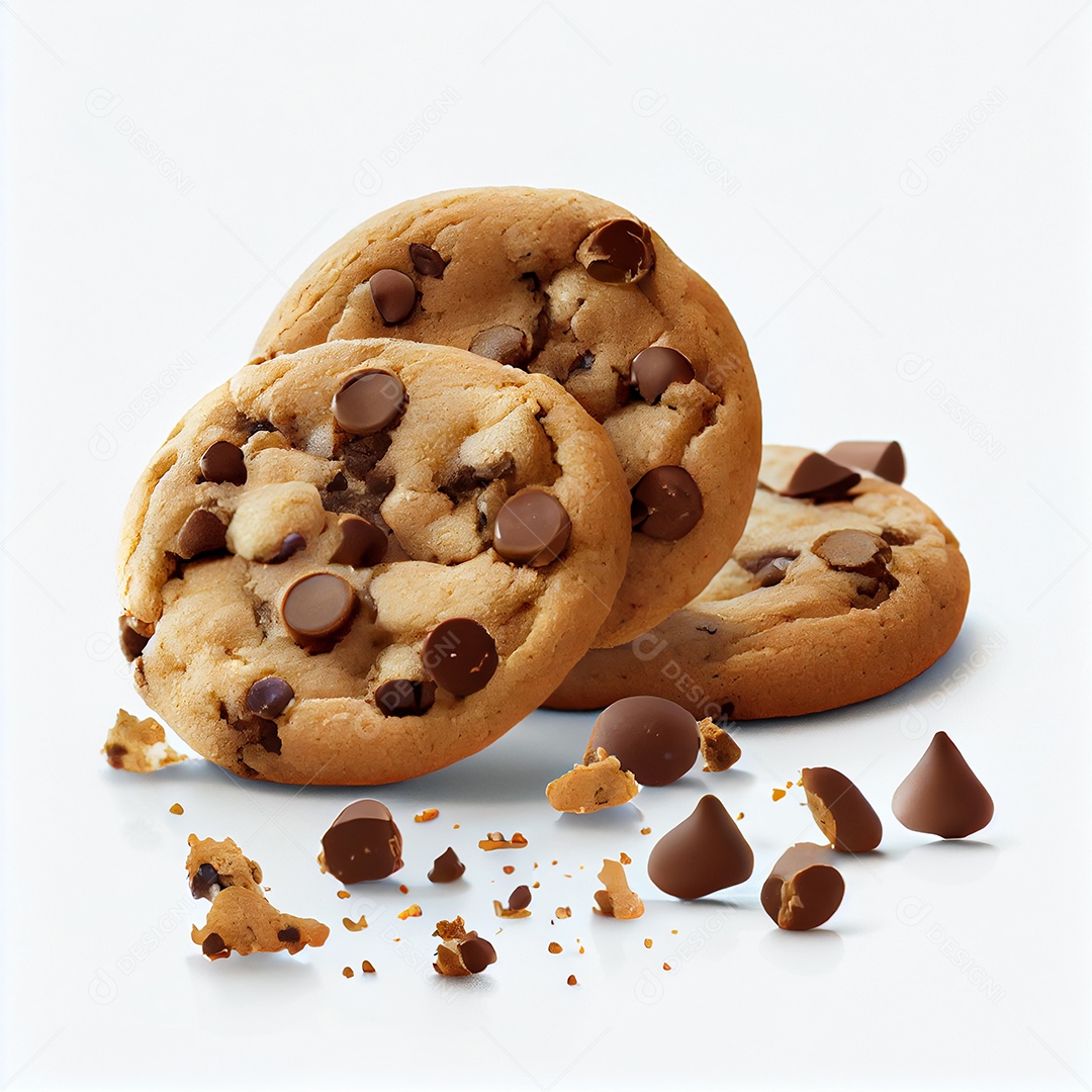 Deliciosos cookies com gotas de chocolates