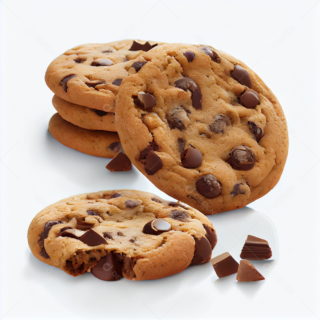 Deliciosos cookies com gotas de chocolates