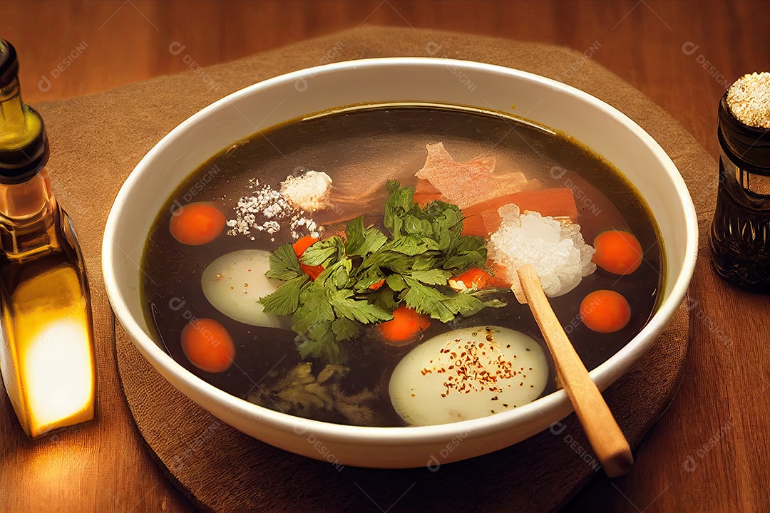 ilustração sobre prato de sopa