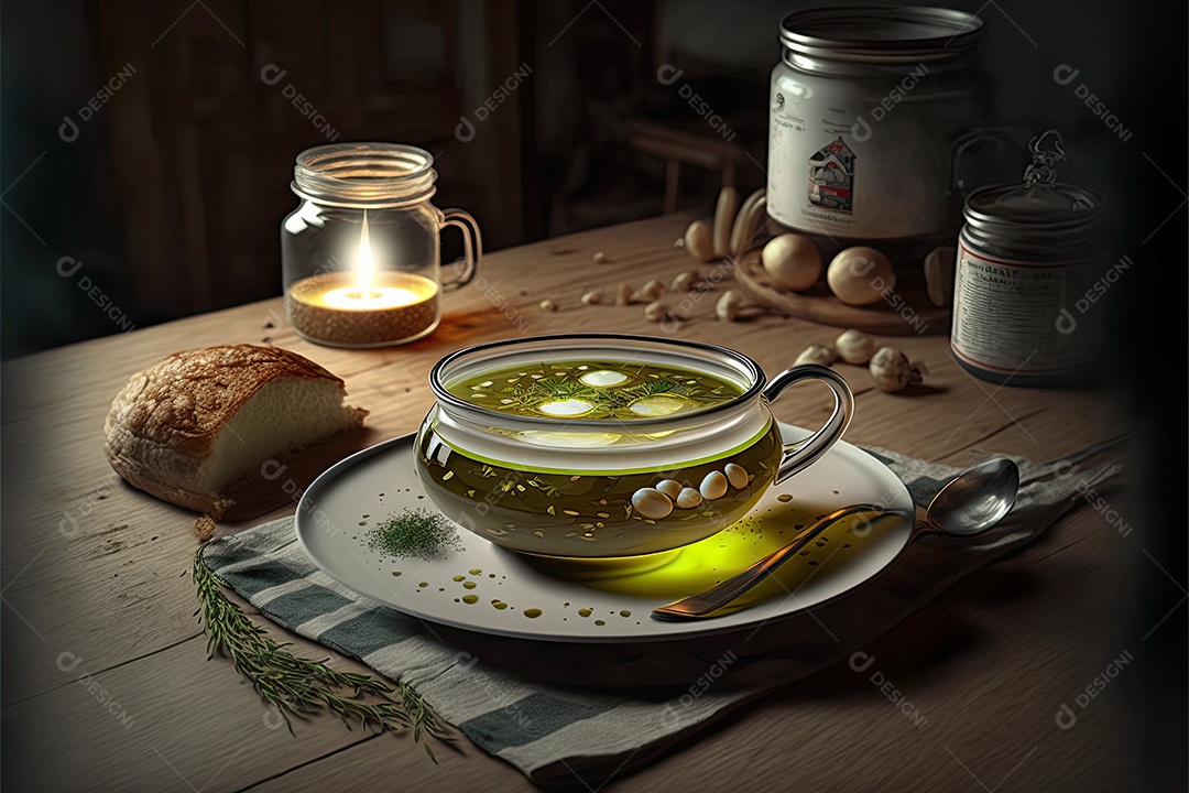 ilustração sobre prato de sopa