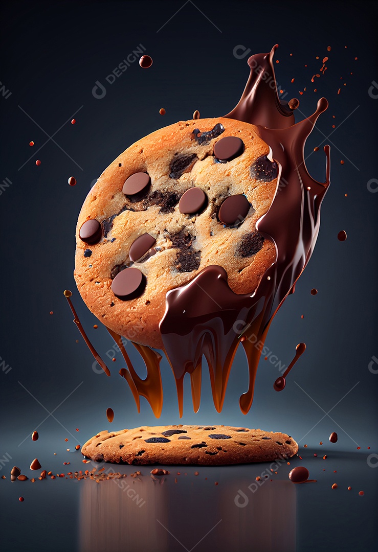 Delicioso cookie com gotas de chocolates