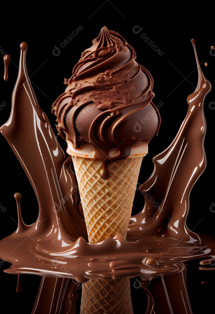 Casquinha de sorvete de chocolate