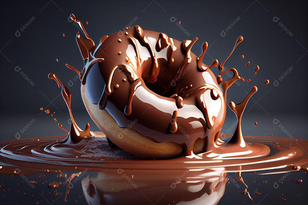 Delicioso donuts com calda de chocolate