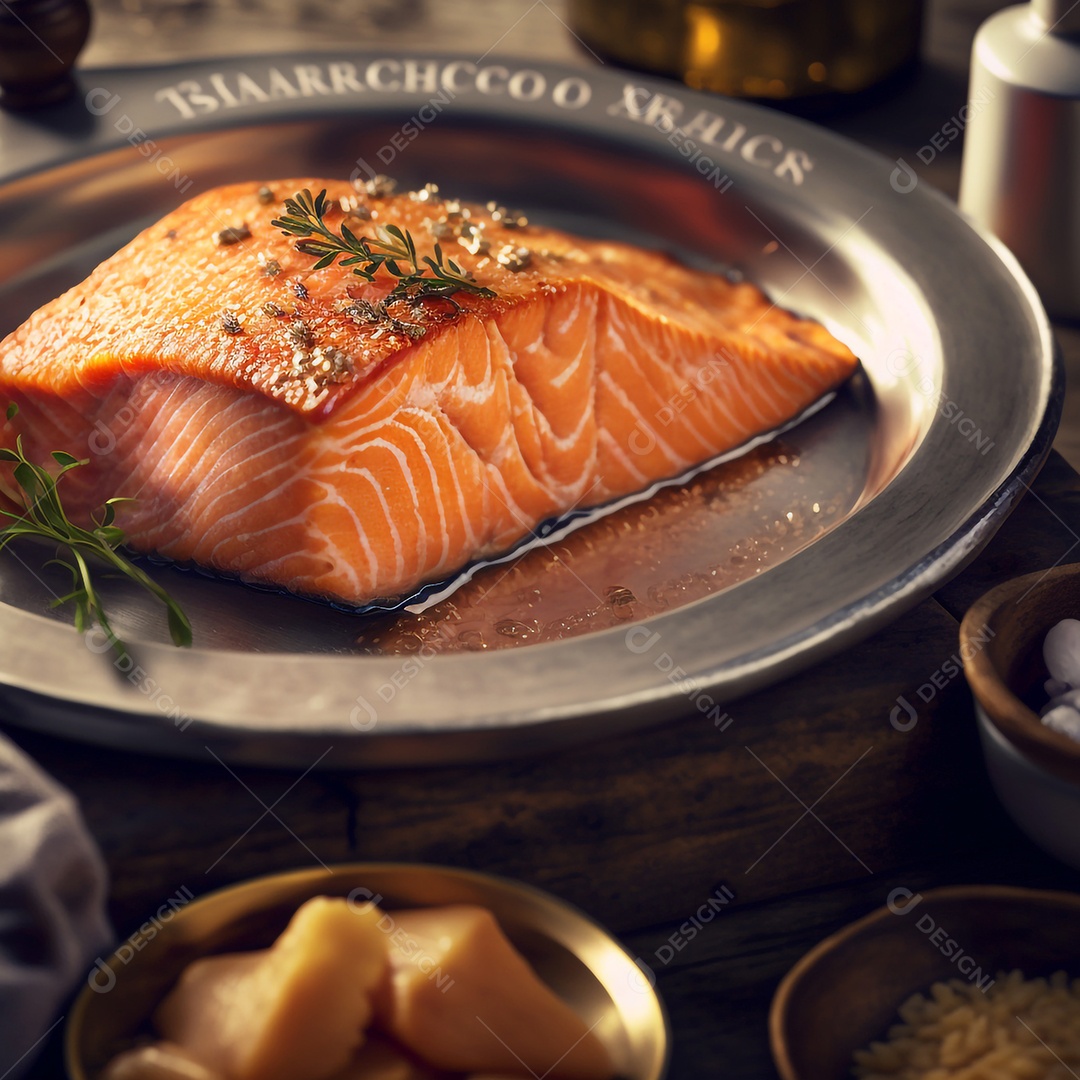 Delicioso prato de file salmão