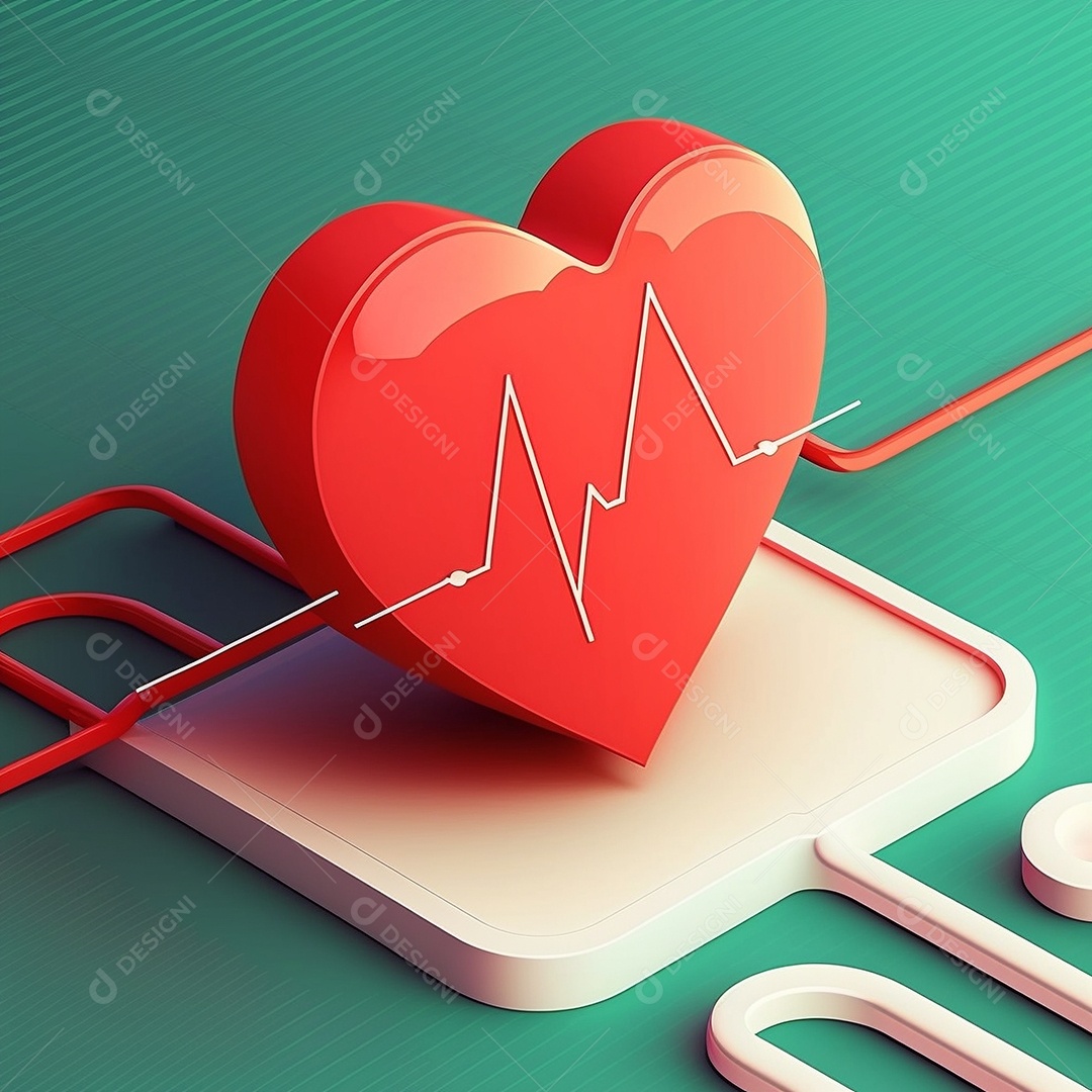 Conceito de cuidado do coração. Ilustração estilizada abstrata. Anatomia e fisiologia cardíaca. Órgão artificial. Dia mundial do coração. Medicina preventiva