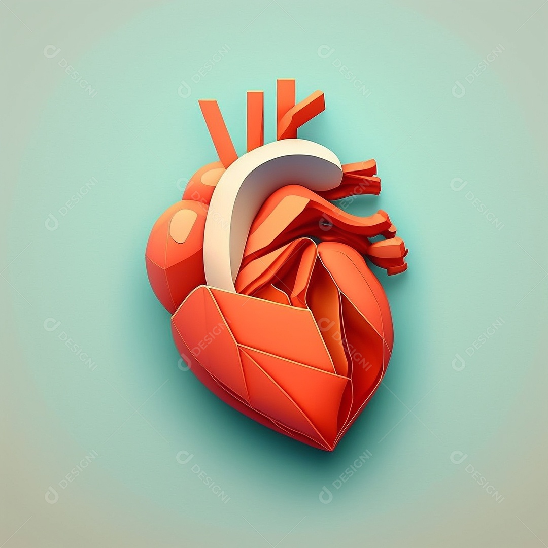 Conceito de cuidado do coração. Ilustração estilizada abstrata. Anatomia e fisiologia cardíaca. Órgão artificial. Dia mundial do coração. Medicina preventiva