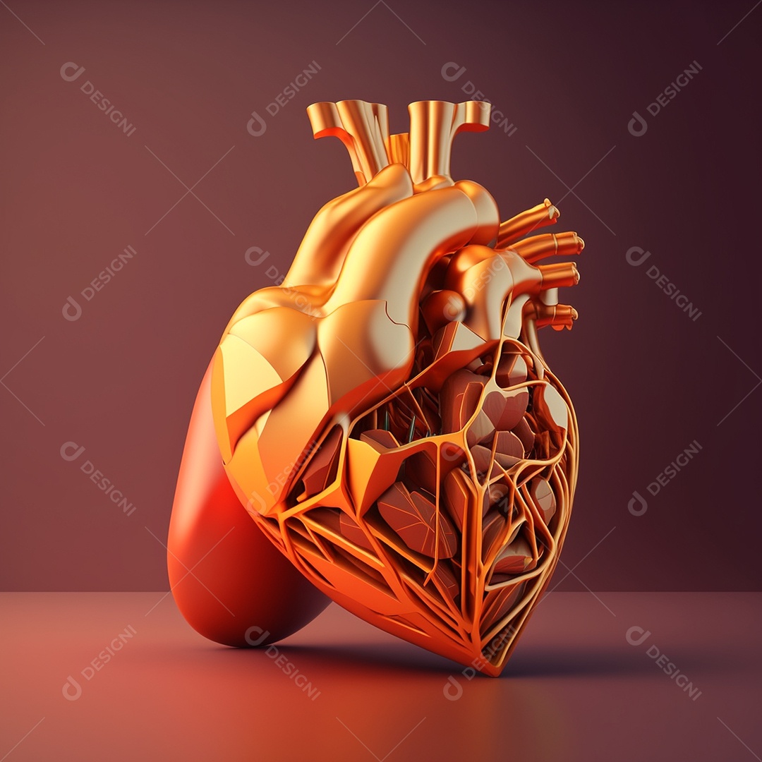 Conceito de cuidado do coração. Ilustração estilizada abstrata. Anatomia e fisiologia cardíaca. Órgão artificial. Dia mundial do coração. Medicina preventiva