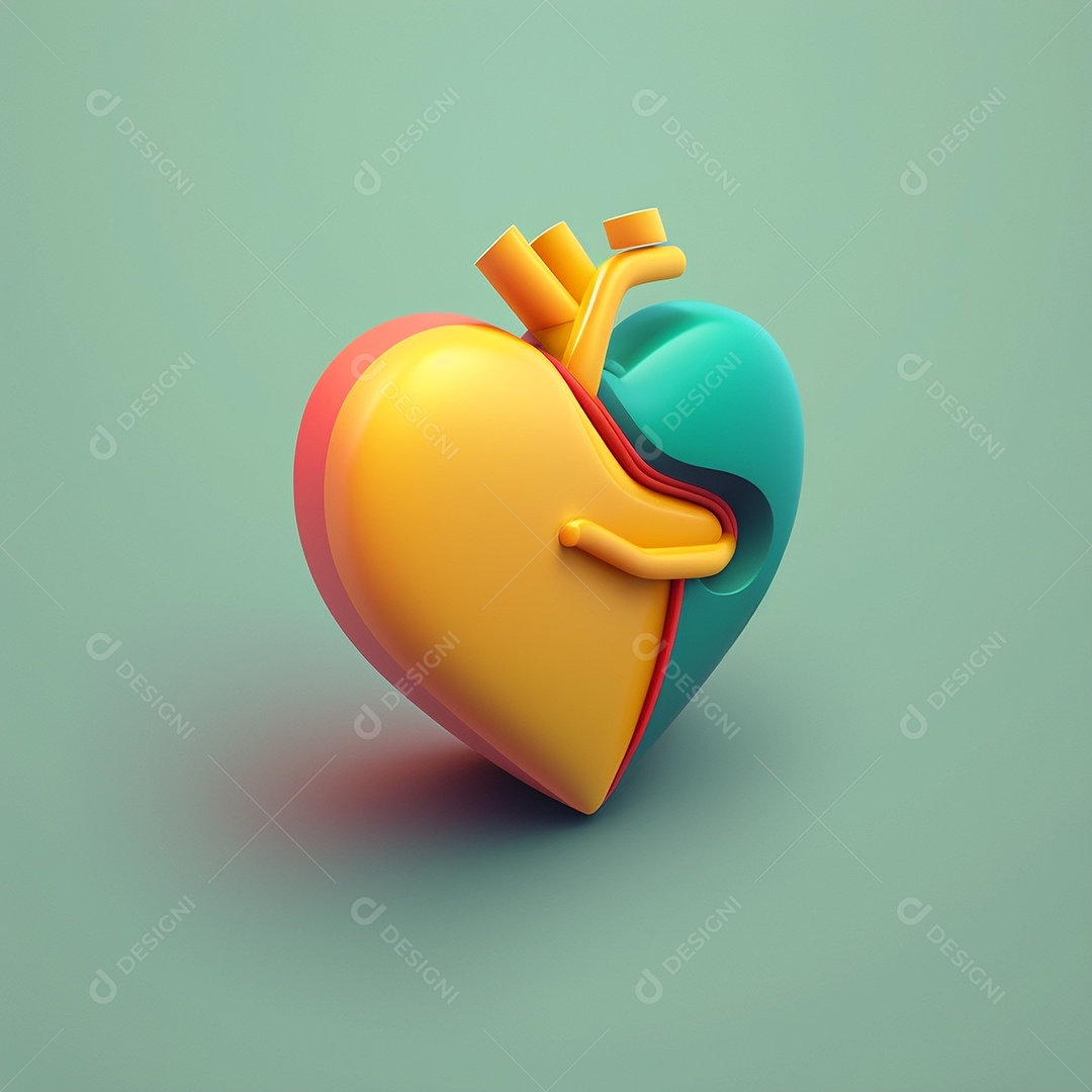 Conceito de cuidado do coração. Ilustração estilizada abstrata. Anatomia e fisiologia cardíaca. Órgão artificial. Dia mundial do coração. Medicina preventiva