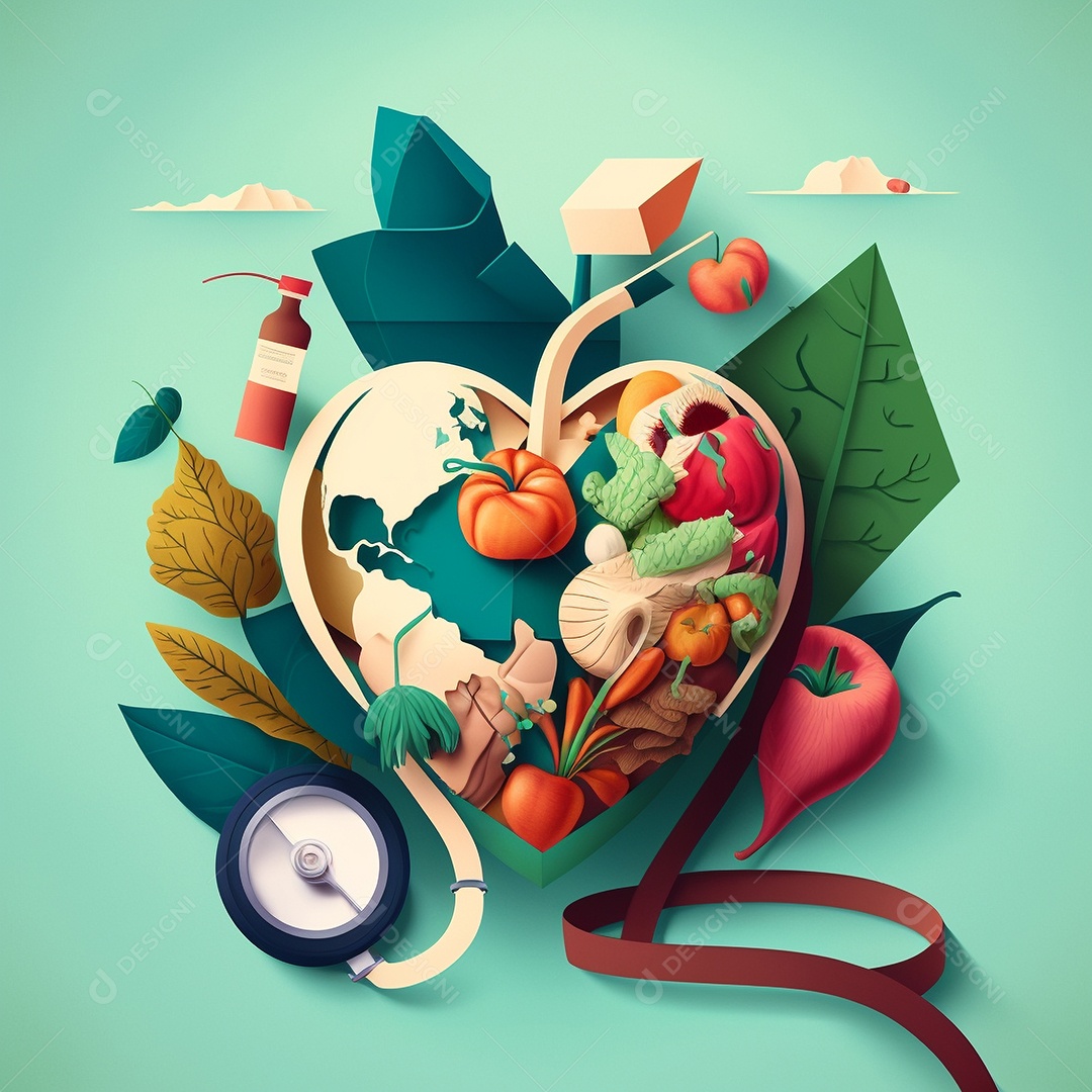 Conceito de cuidado do coração. Ilustração estilizada abstrata. Anatomia e fisiologia cardíaca. Órgão artificial. Dia mundial do coração. Medicina preventiva