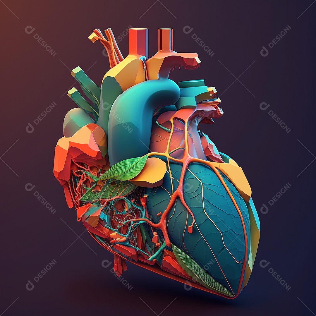 Conceito de cuidado do coração. Ilustração estilizada abstrata. Anatomia e fisiologia cardíaca. Órgão artificial. Dia mundial do coração. Medicina preventiva