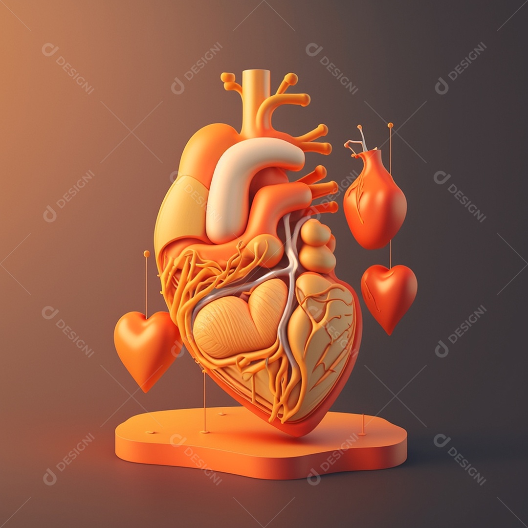 Conceito de cuidado do coração. Ilustração estilizada abstrata. Anatomia e fisiologia cardíaca. Órgão artificial. Dia mundial do coração. Medicina preventiva