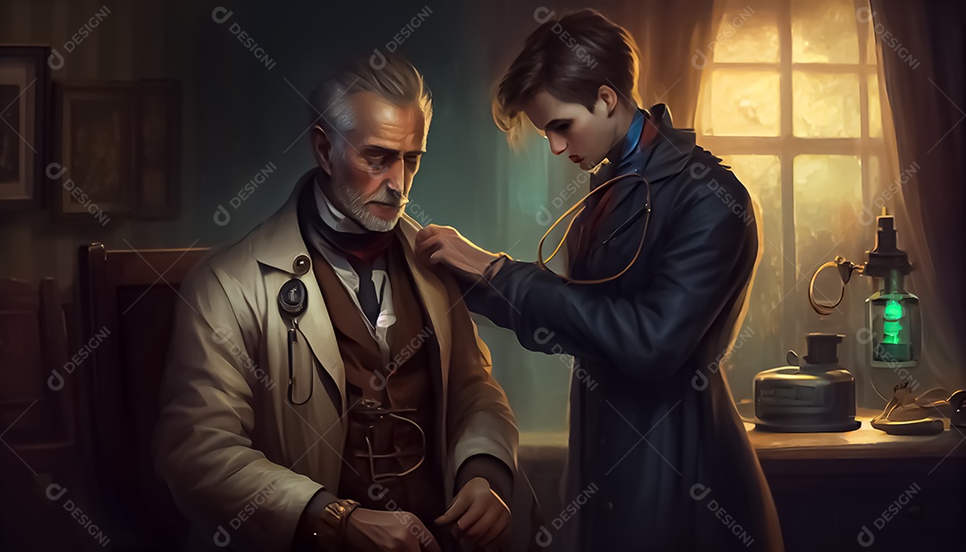 Dia Mundial da Saúde, a chave para o médico de desenho animado global de bem-estar tratando o paciente