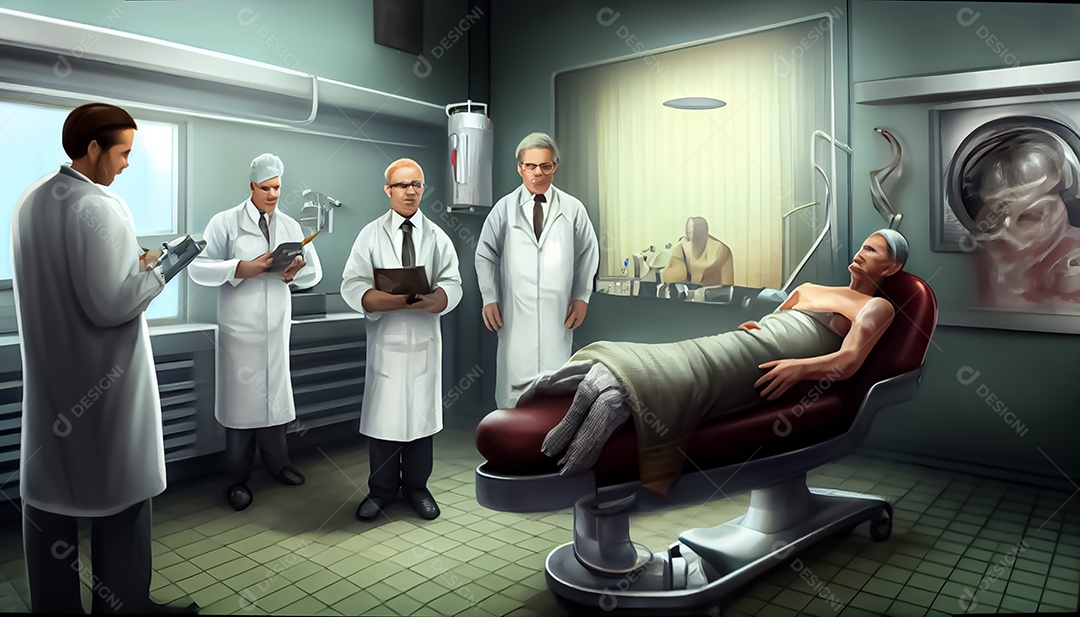 Dia Mundial da Saúde, a chave para o médico de desenho animado global de bem-estar tratando o paciente