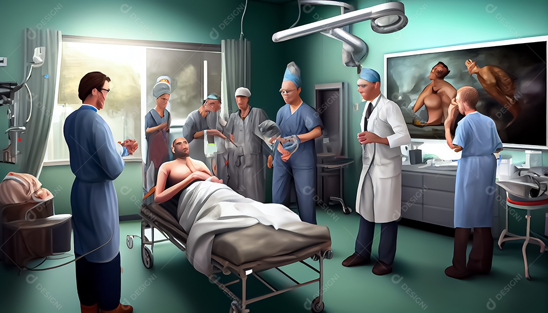 Dia Mundial da Saúde, a chave para o médico de desenho animado global de bem-estar tratando o paciente