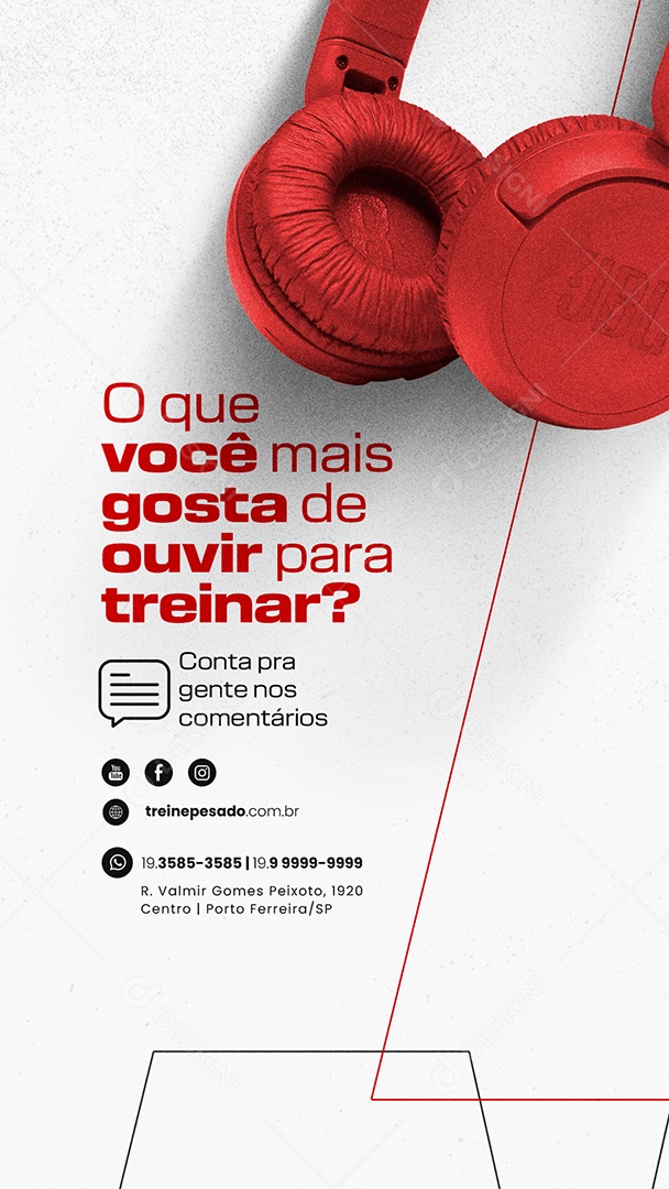 Story O Que Você Mais Gosta De Ouvir Para Treinar Academia Social Media PSD Editável