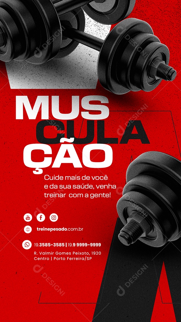 Story Musculação Cuide Mais De Você e Da Sua Saúde Academia Social Media PSD Editável