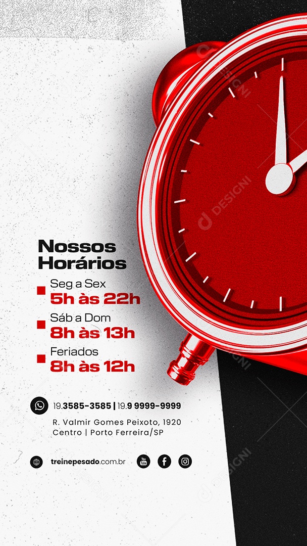 Story Nossos Horários Segunda a Sexta Academia Social Media PSD Editável