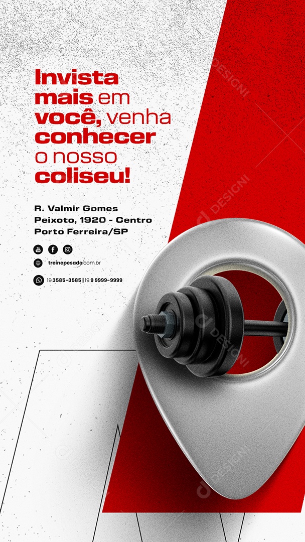 Story Invista Mais Em Você Venha Conhecer o Nosso Coliseu Academia Social Media PSD Editável