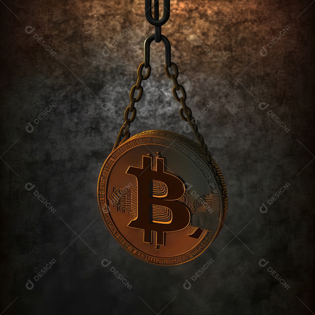 Conceito de criptomoeda Bitcoin sendo destruída, exterminada, sacrificada após uma grande recessão financeira