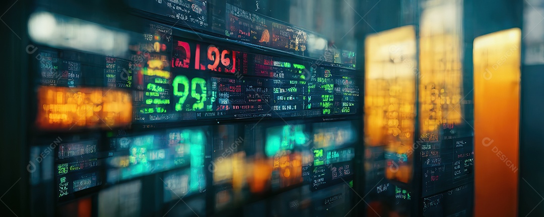 Painel temático e conceitual de economia com diversos prédios de grande porte formando uma grande metrópole financeira