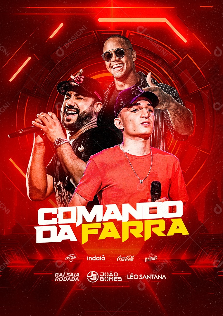 Comando Da Farra Raí Saia Rodada João Gomes Léo Santana Flyer Social Media PSD Editável