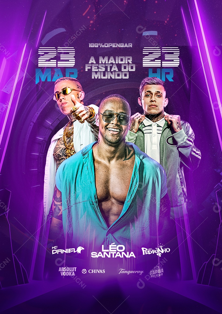 A Maior Festa Do Mundo Mc Daniel Léo Santana Mc Pedrinho Flyer Social Media PSD Editável
