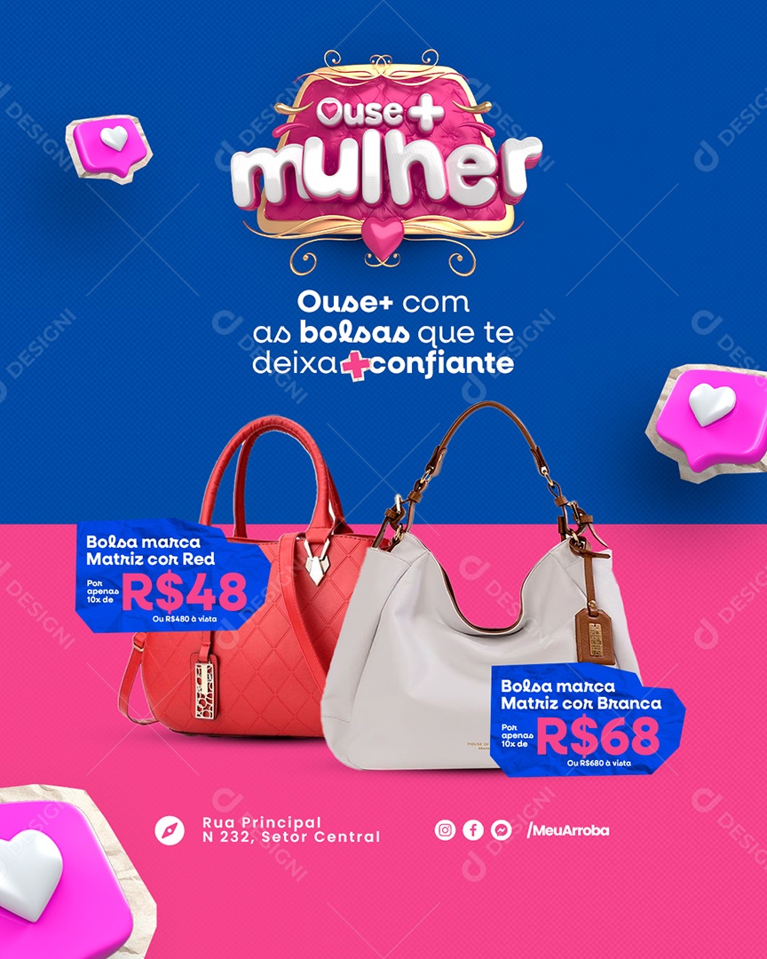 Campanha Publicitária Dia Da Mulher Bolsa Marca Matriz Cor Red 48,00 Social Media PSD Editável