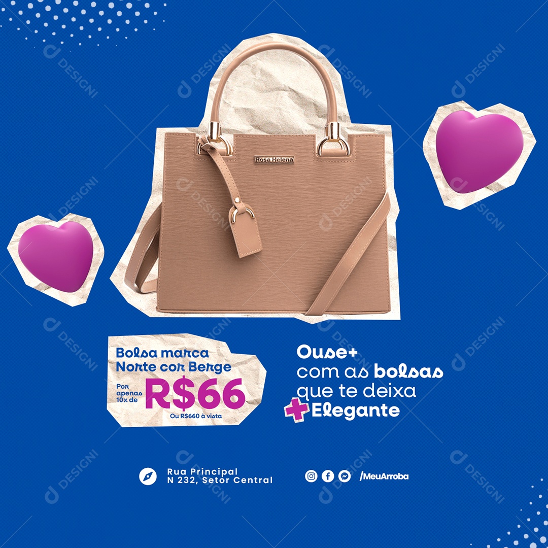 Campanha Publicitária Dia Da Mulher Bolsa Norte Cor Berge 66,00 Social Media PSD Editável