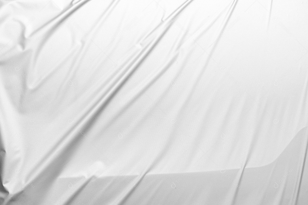 Textura gradiente de linho branco estilo de curva turva de tecido de luxo abstrato, roupa de cama enrugada e sombras cinza escuras, plano de fundo