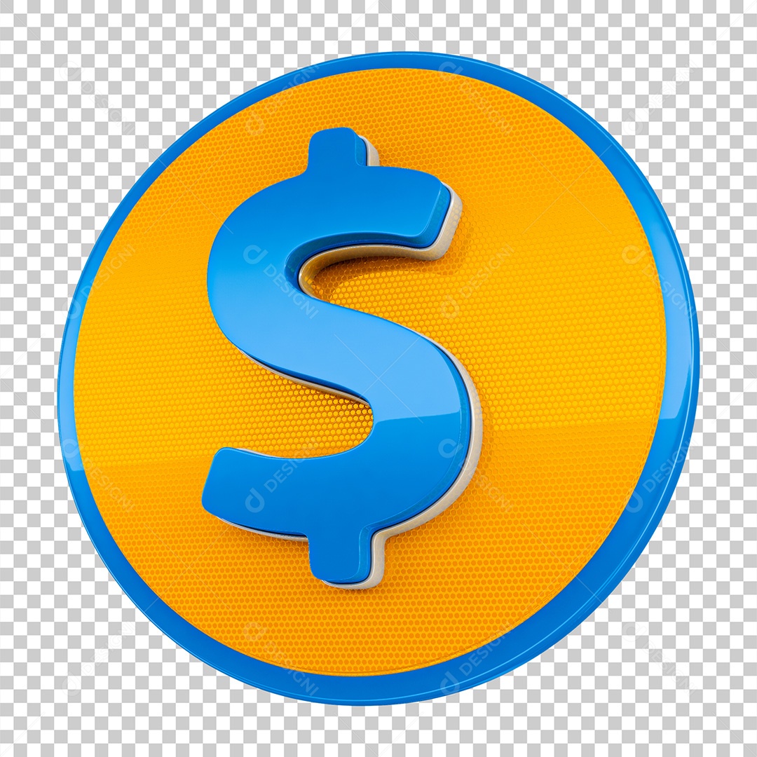 Elemento 3D Para Composição Ícone Cifrão PNG Transparente