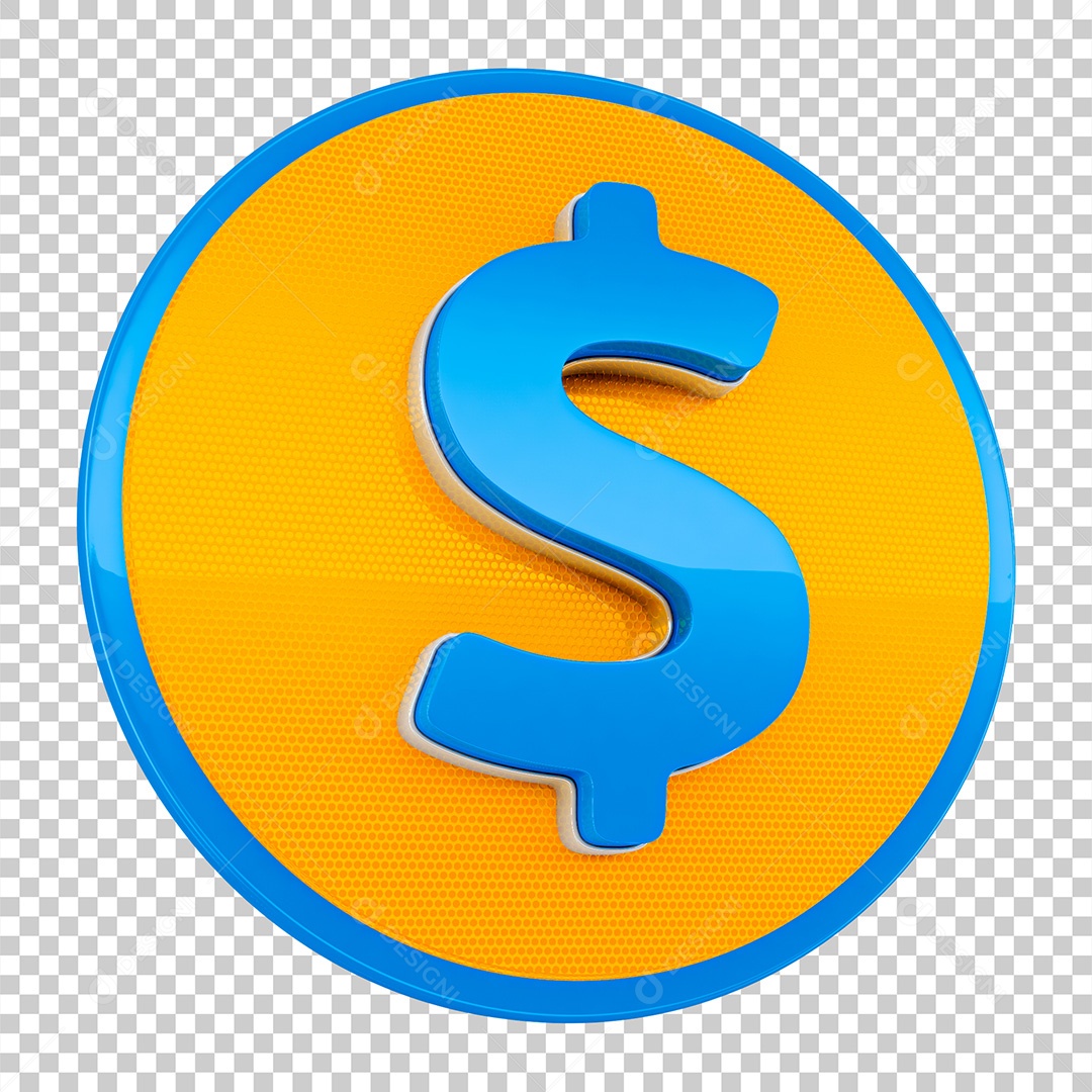 Elemento 3D Para Composição Ícone Cifrão PNG Transparente