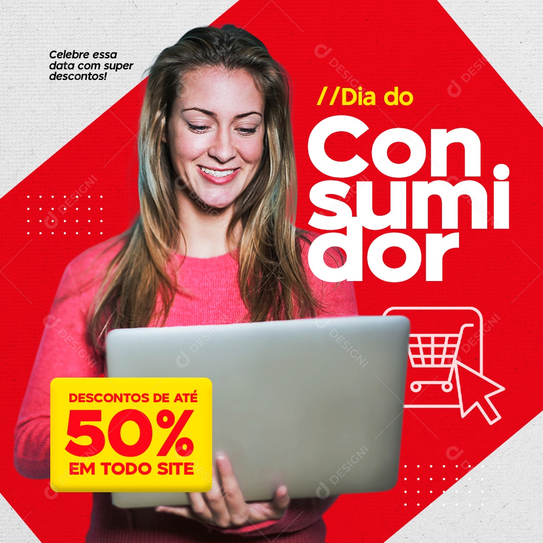 Dia do Consumidor Descontos de Até 50% em Todo Site Social Media PSD Editável