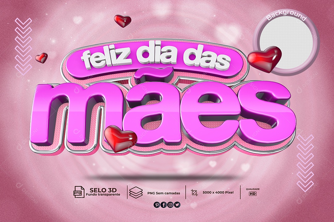 Selo 3D Para Composição Feliz Dia Das Mães PNG Transparente
