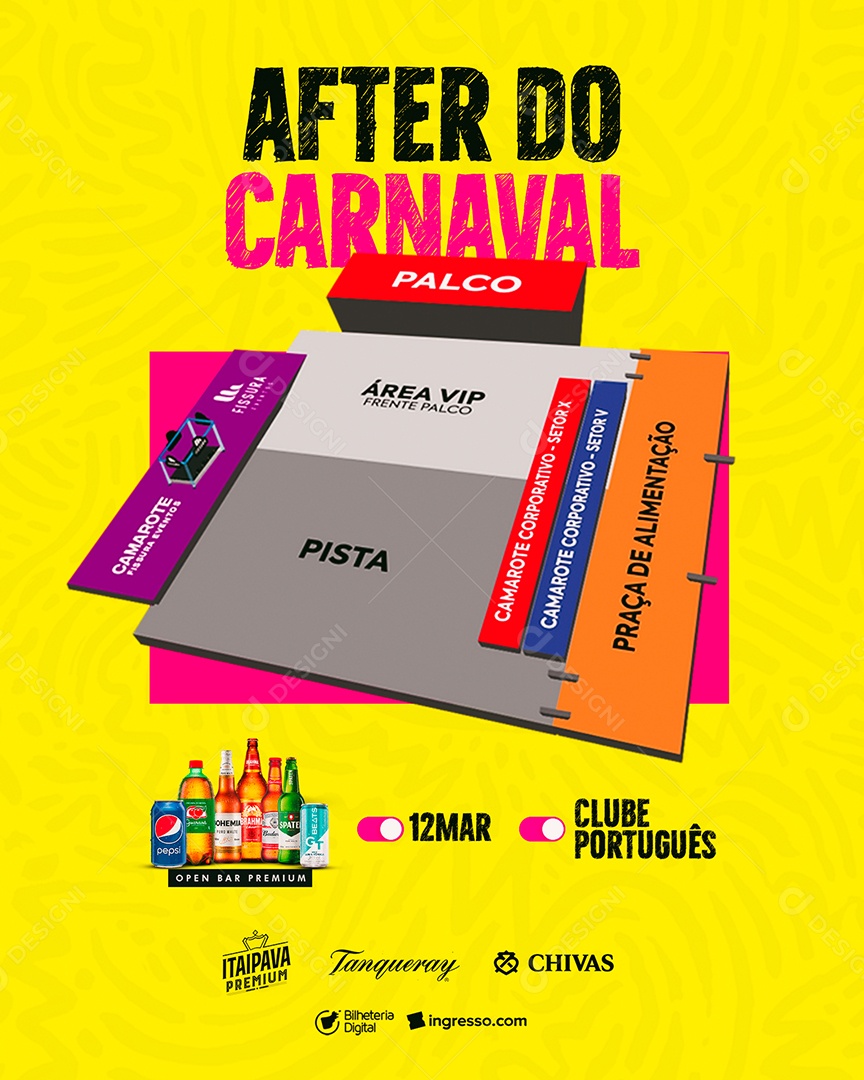 After Do Carnaval Palco Área Vip Camarotes Flyer Social Media PSD Editável