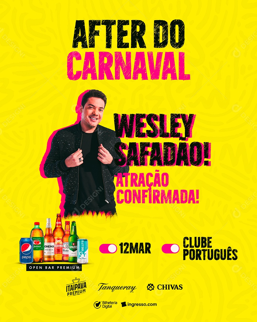 After Do Carnaval Wesley Safadão Atração Confirmada Flyer Social Media PSD Editável