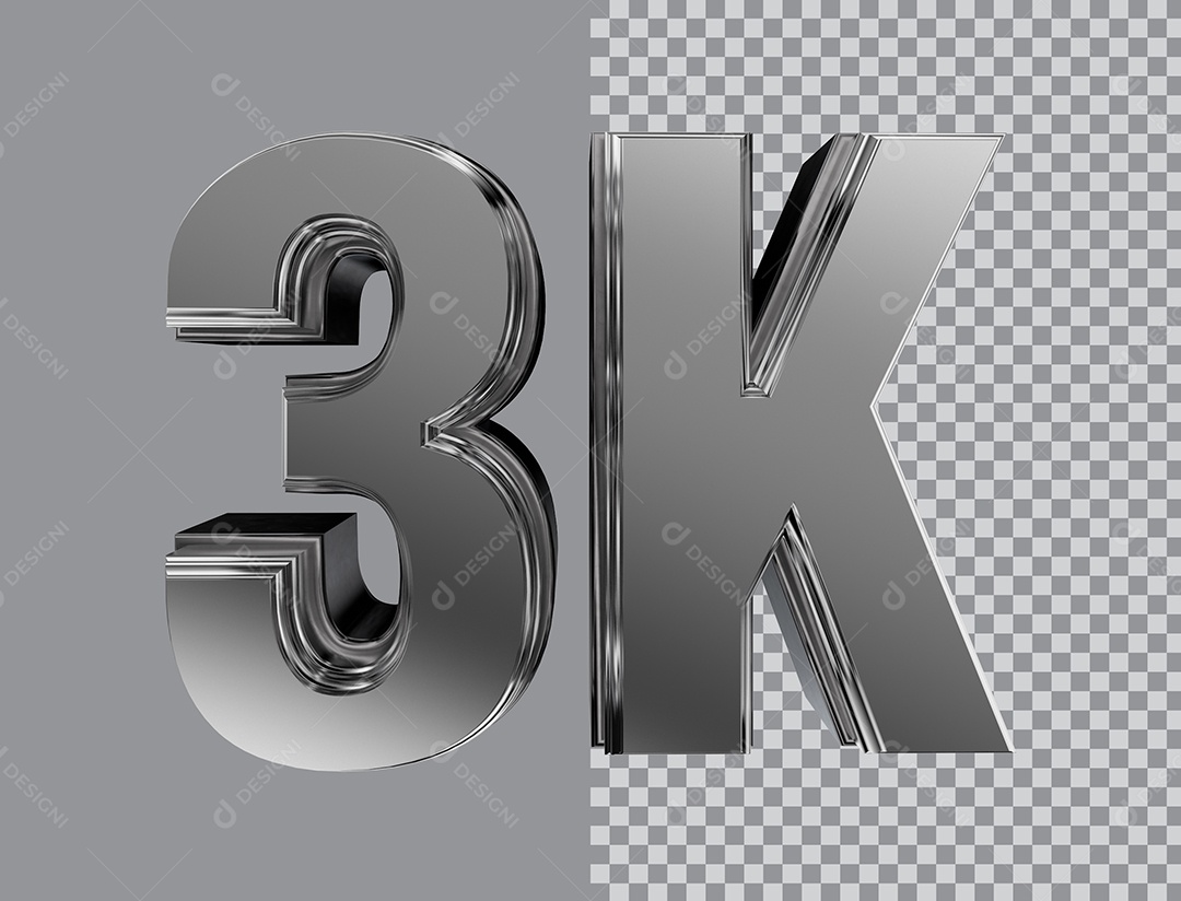 Número 3D Para Composição 3K PNG Transparente
