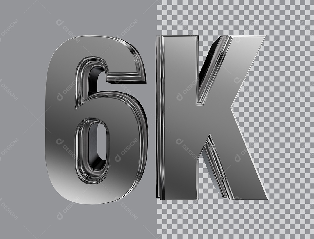 Número 3D Para Composição 6K PNG Transparente